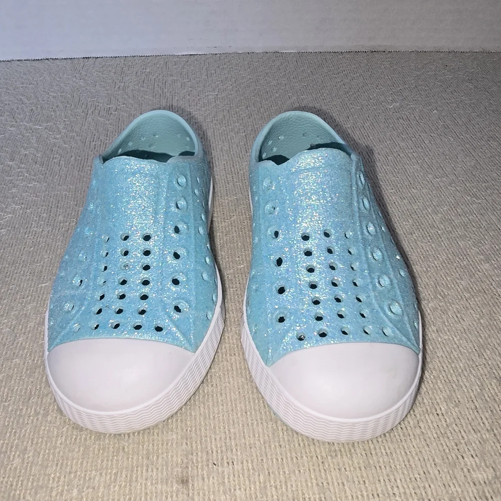 Native Jefferson Bling Glitter Blue Slip-on Sneaker shoes size C7